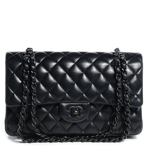 Chanel Lambskin Quilted Medium Double Flap So Black